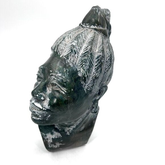 African Shona Girl Carved Verdite Statue Musikana by Reza Gladmore Zimbabwe - Picture 2 of 6